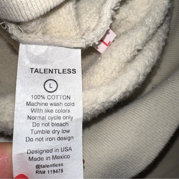 NWOT TALENTLESS Men’s Circle Logo Embroidered Hoodie Unisex size Large - Picture 6 of 8